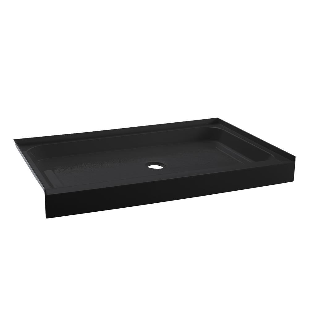 Voltaire 48 in. x 36 in. Single Threshold Center Drain Shower Base in Black - Super Arbor