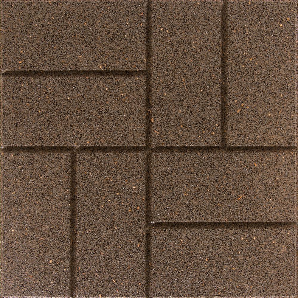 Reversible 16 in. x 16 in. x 0.75 in. Earth Brick Face/Flat Profile Rubber Paver - Super Arbor