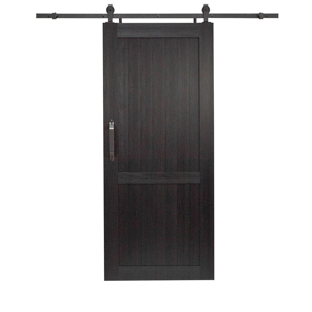 36 in. x 84 in. Millbrooke White H Style Ready to Assemble PVC Vinyl Sliding Barn Door with Hardware Kit - Super Arbor