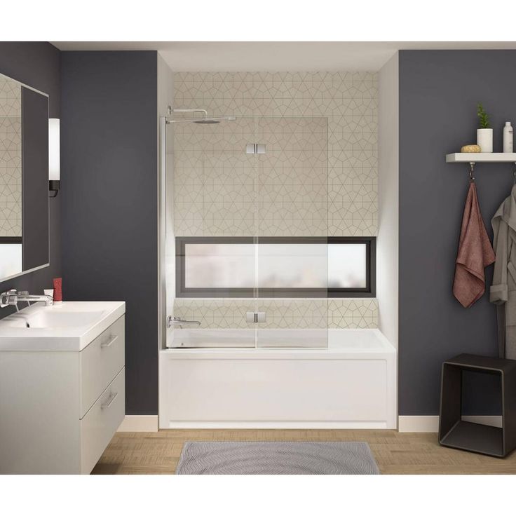 Axial Duo Shield 42 in. x 58 in. Frameless Tub Door with 24 in. Fixed Panel and 18 in. Pivoting Panel in Chrome
