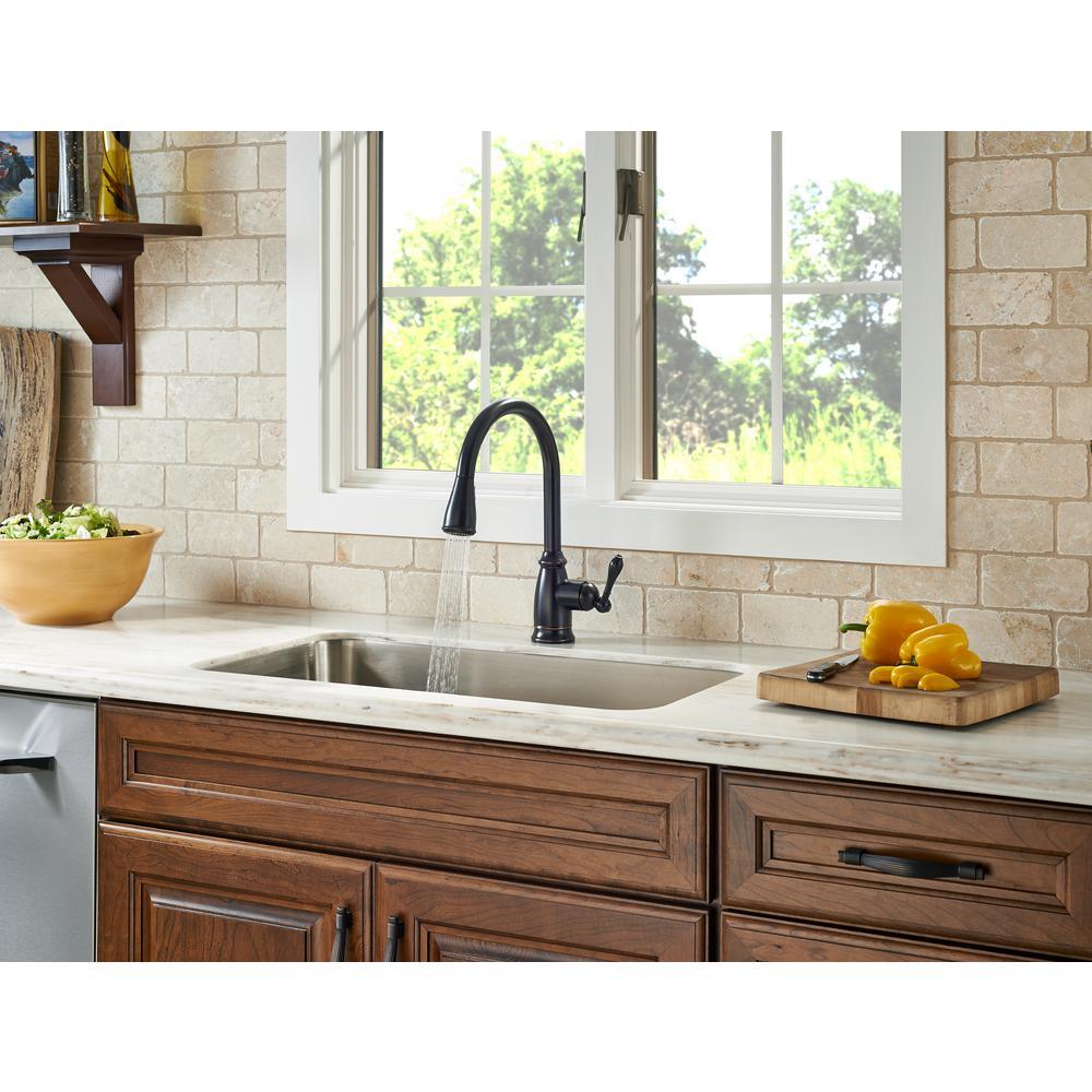 Canton Single-Handle Pull-Down Sprayer Kitchen Faucet in Tuscan Bronze - Super Arbor