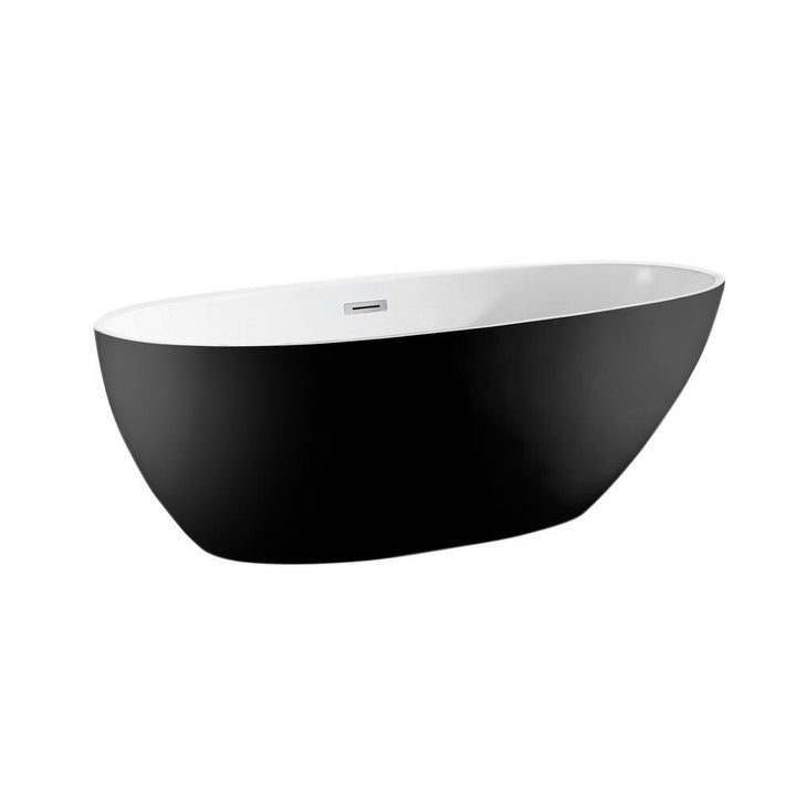Layla 67 in. Acrylic Classic Flatbottom Non-Whirlpool Freestanding Oval Bathtub in Black Matte - Super Arbor