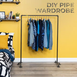 1/2 in. x 3.5 ft. L Black Pipe Freestanding Clothing Rack Kit