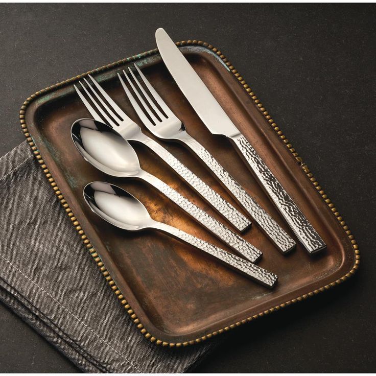 Chef's Table Hammered 18/0 Stainless Steel European Teaspoons (Set of 12)