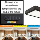 Commercial Electric 4 ft. x 10 in. Deco Matte Black Back-Lit Flat Panel LED Flush Mount 4000 Lumens 3000K 4000K 5000K Dimmable