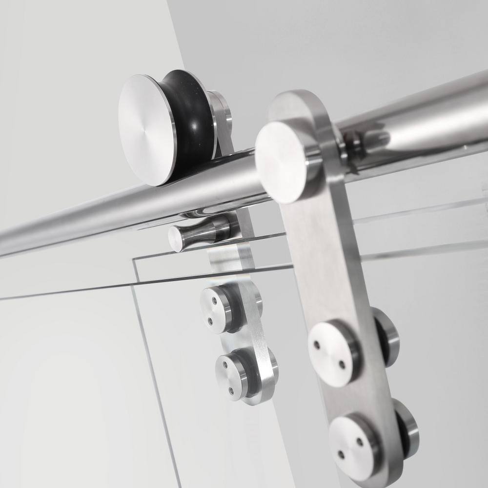 EAKYHOM 56 in. to 60 in. W x 76 in. H Single Sliding Frameless Shower Door in Brushed Nickel Finish with 5/16 in. Tempered Glass
