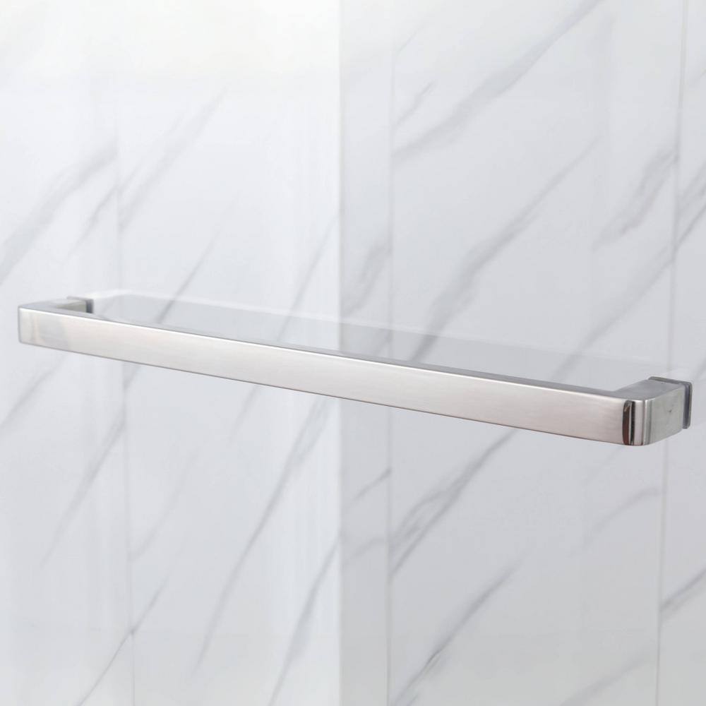 EAKYHOM 56 in. to 60 in. W x 76 in. H Single Sliding Frameless Shower Door in Brushed Nickel Finish with 5/16 in. Tempered Glass