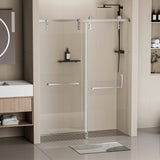 EAKYHOM 60 in. W x 76 in. H Soft Closing Single Sliding Frameless Shower Door in Brushed Nickel Finish with 5/16" Tempered Glass