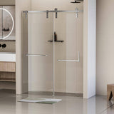 EAKYHOM 60 in. W x 76 in. H Soft Closing Single Sliding Frameless Shower Door in Brushed Nickel Finish with 5/16" Tempered Glass