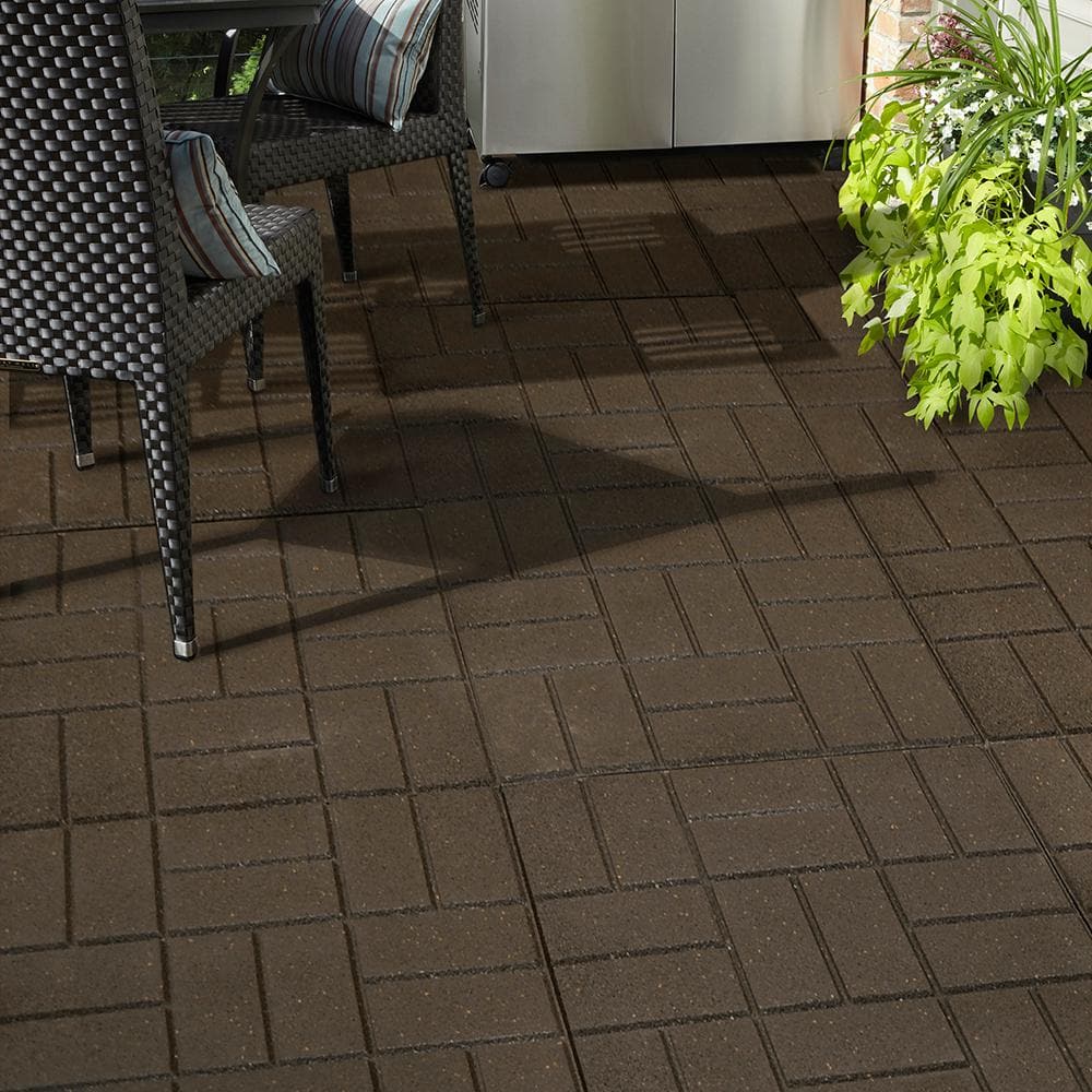 Envirotile Reversible 16 in. x 16 in. x 0.75 in. Earth Brick Face/Flat Profile Rubber Paver