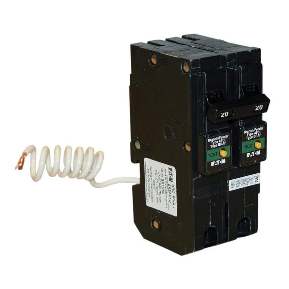 Eaton Type BR 20 Amp 1 in. Double Pole Plug-On Combination Arc Fault Circuit Breaker