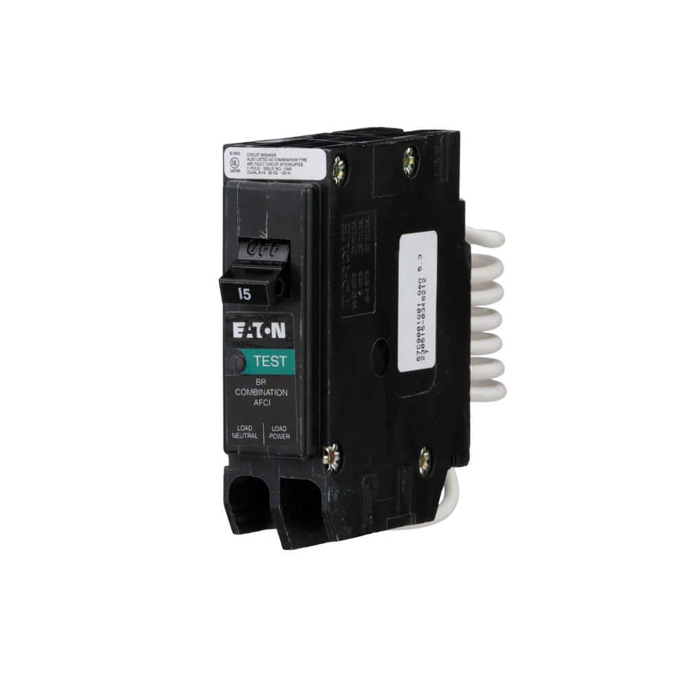 Eaton 15 Amp 120-Volt, Single-Pole AFCI Circuit Breaker Type BR Pigtail Neutral