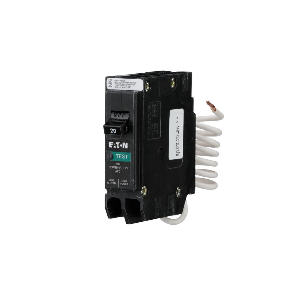 Eaton 20 Amp 120-Volt, Single-Pole AFCI Circuit Breaker Type BR Pigtail Neutral