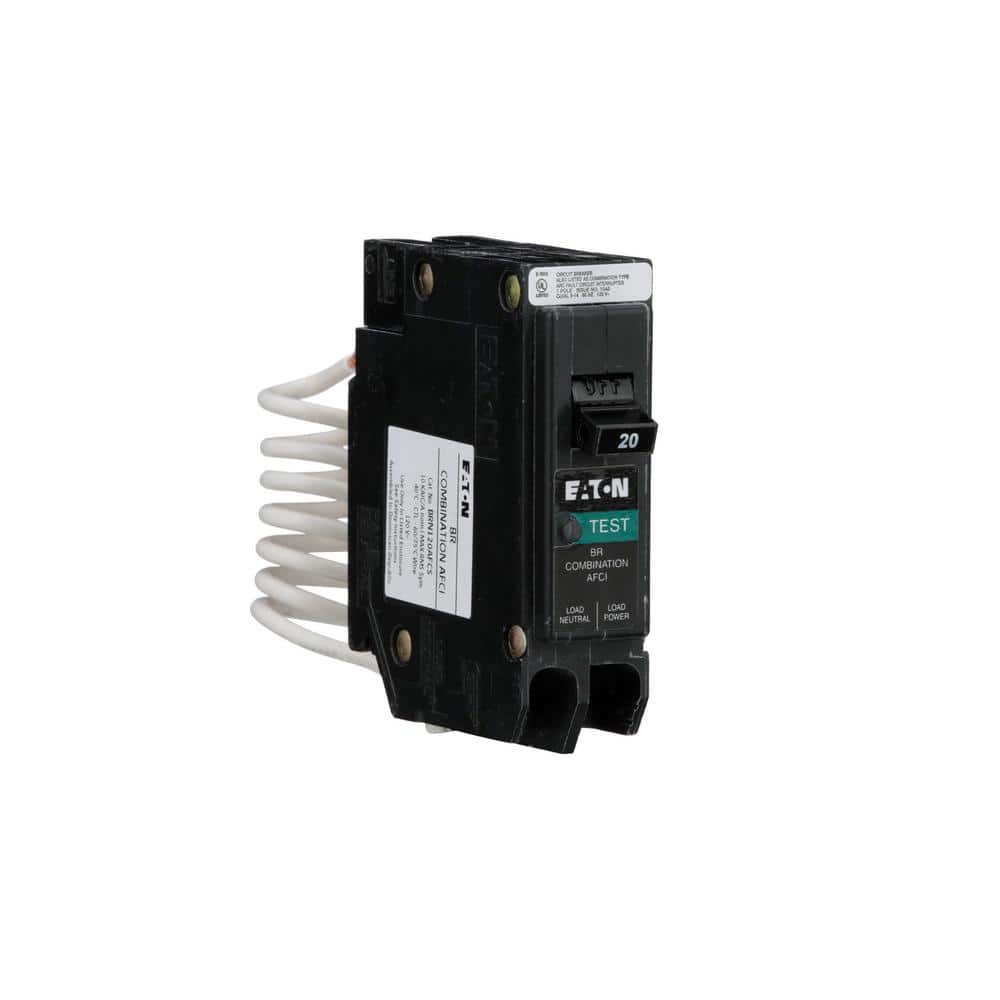 Eaton 20 Amp 120-Volt, Single-Pole AFCI Circuit Breaker Type BR Pigtail Neutral