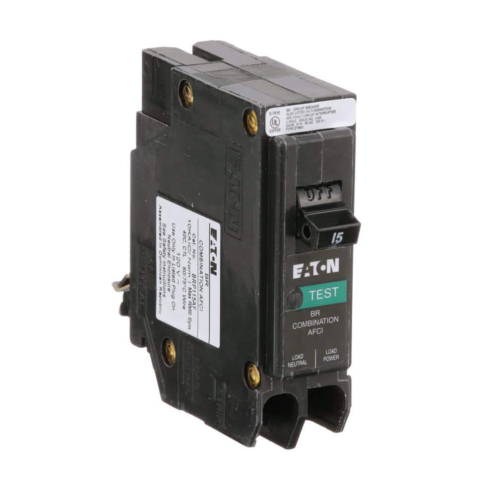 Eaton 15 Amp Single-Pole Plug On Neutral Combination Arc Fault Circuit Breaker
