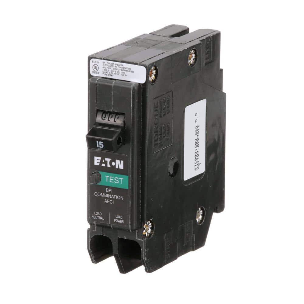 Eaton 15 Amp Single-Pole Plug On Neutral Combination Arc Fault Circuit Breaker