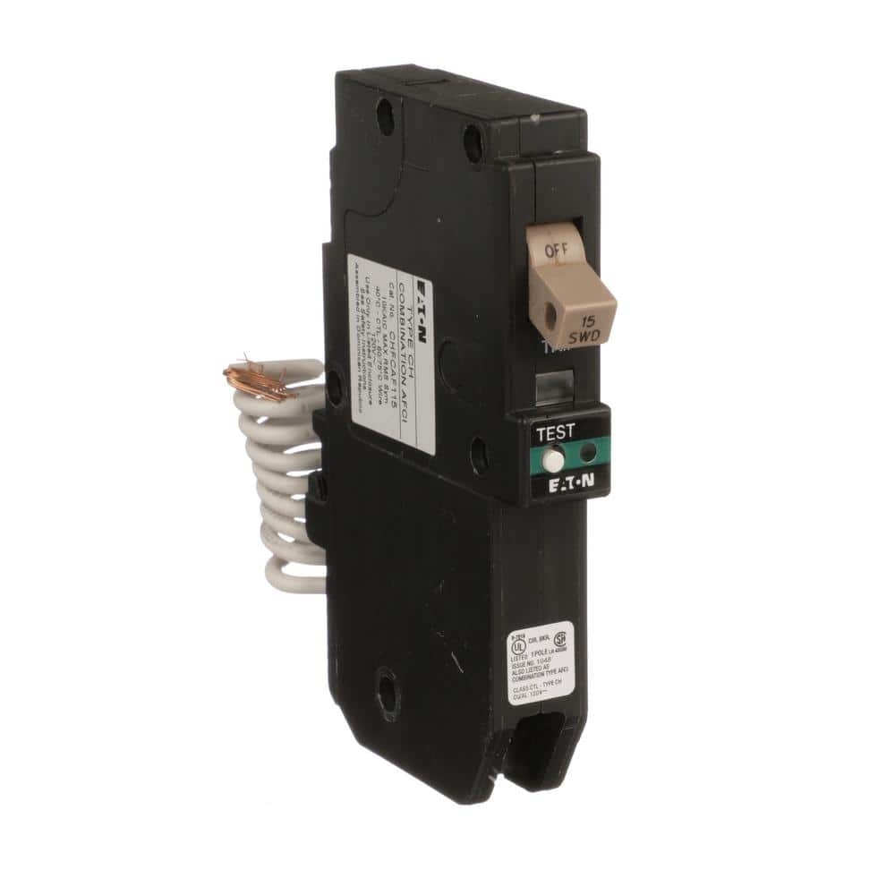 Eaton CH 15 Amp 1-Pole Combination Arc Fault Circuit Breaker with Trip Flag