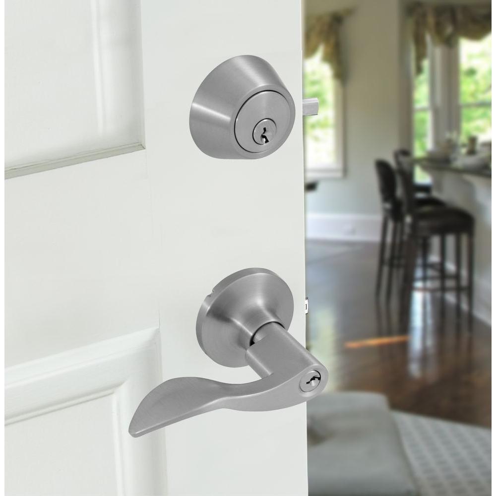2.5 in. Satin Nickel Wave Lever Door Lock Combo Kit - Super Arbor