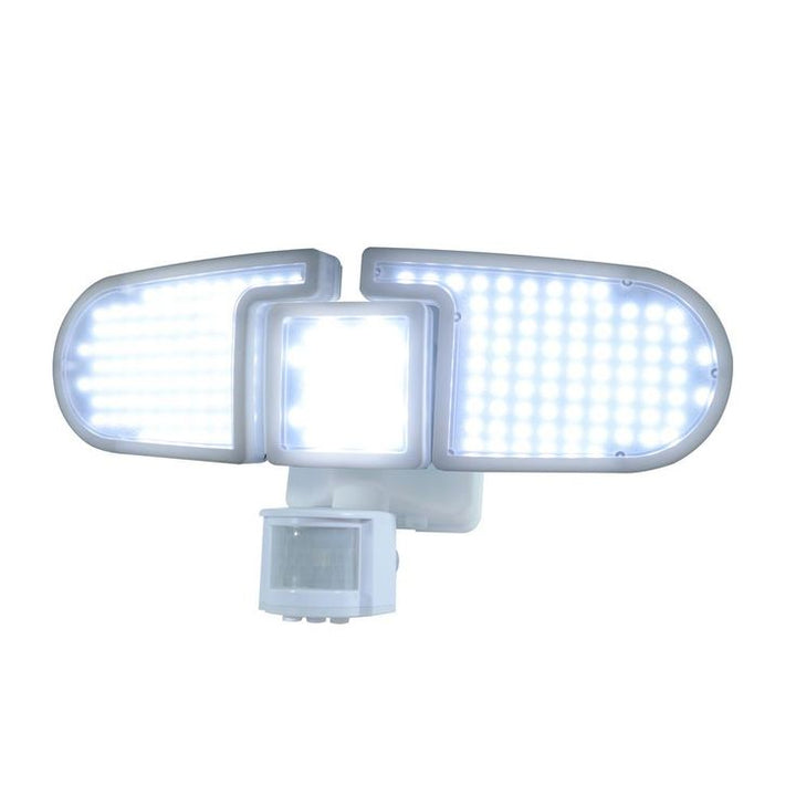 NATURE POWER 205 White Triple Head Solar Motion Activated Outdoor Integrated LED Security Flood Light