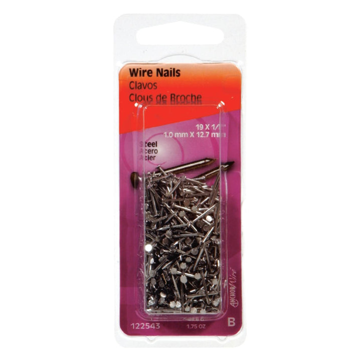Hillman 19 Ga x 1/2 in Bright Steel Wire Nails, 1 Pack, 1.75 oz