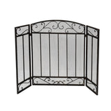 Cheswold Contemporary Black and Copper Three Panel Iron Fire Screen - Super Arbor