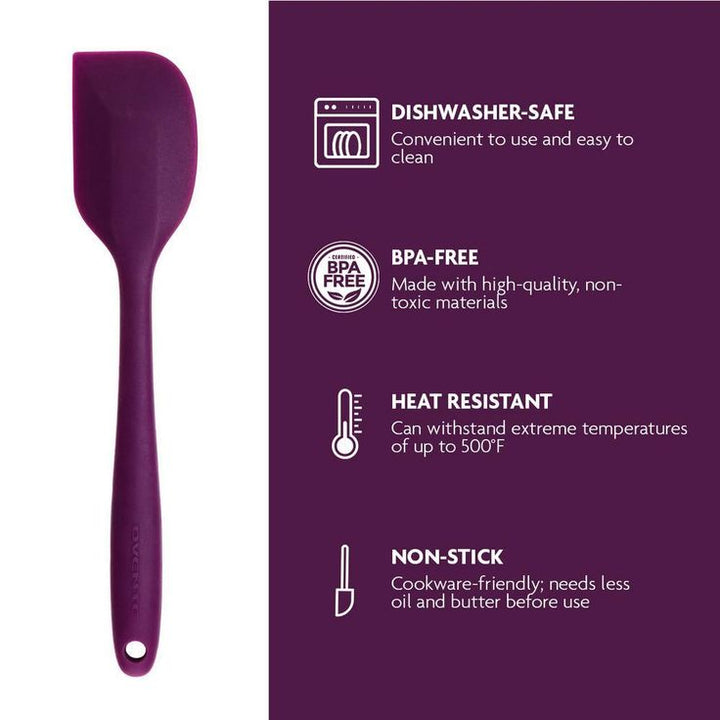 Premium Silicone BPA-Free, Spatula with Stainless Steel Core 500F Heat-Resistant, Non-Stick, Dishwasher Safe, Purple