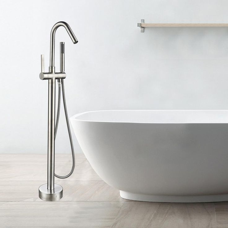 40 in. H x 11 in. W Single-Handle Claw Foot Tub Faucet with Hand Shower in Brushed Nickel