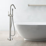 40 in. H x 11 in. W Single-Handle Claw Foot Tub Faucet with Hand Shower in Brushed Nickel