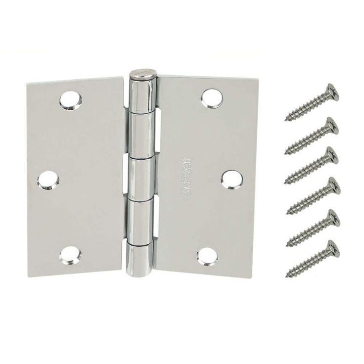 3-1/2 in. Chrome Square Corner Door Hinges Value Pack (3-Pack)