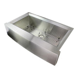 Studio Farmhouse/Apron-Front Stainless Steel 36 in. Single Bowl Kitchen Sink in Brushed Finish