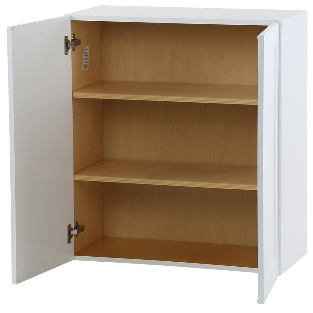 Cambridge Shaker Assembled 27x30x12 in. All Plywood Wall Cabinet with 2 Soft Close Doors in White - Super Arbor
