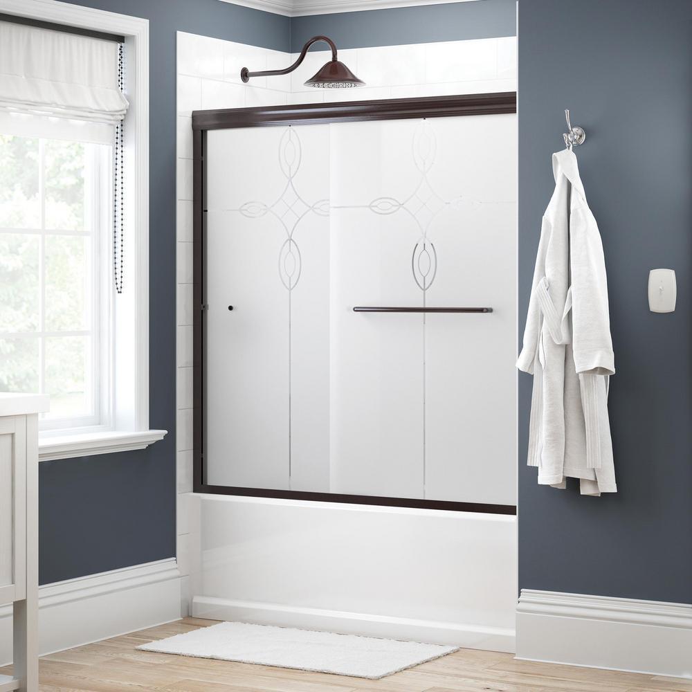 Simplicity 60 in. x 58-1/8 in. Semi-Frameless Traditional Sliding Bathtub Door in Chrome with Clear Glass - Super Arbor