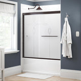 Simplicity 60 in. x 58-1/8 in. Semi-Frameless Traditional Sliding Bathtub Door in Bronze with Mozaic Glass - Super Arbor