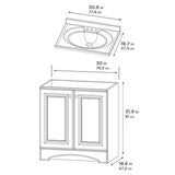 31 in. W Vanity in White with Cultured Marble Vanity Top in White