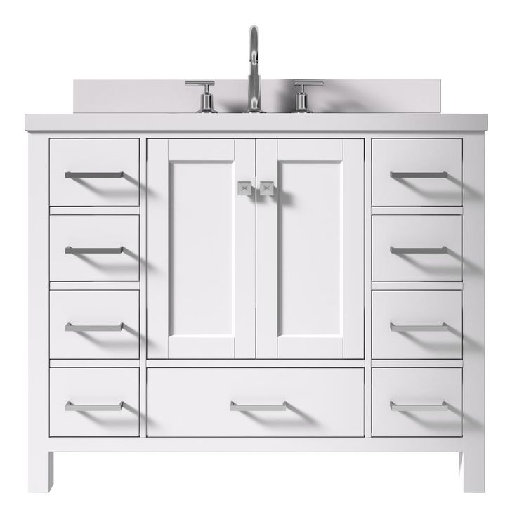 Cambridge 43 in. W x 22 in. D x 35 in. H Vanity in White with Quartz Vanity Top in White with Basin
