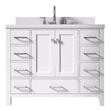 Cambridge 43 in. W x 22 in. D x 35 in. H Vanity in White with Quartz Vanity Top in White with Basin