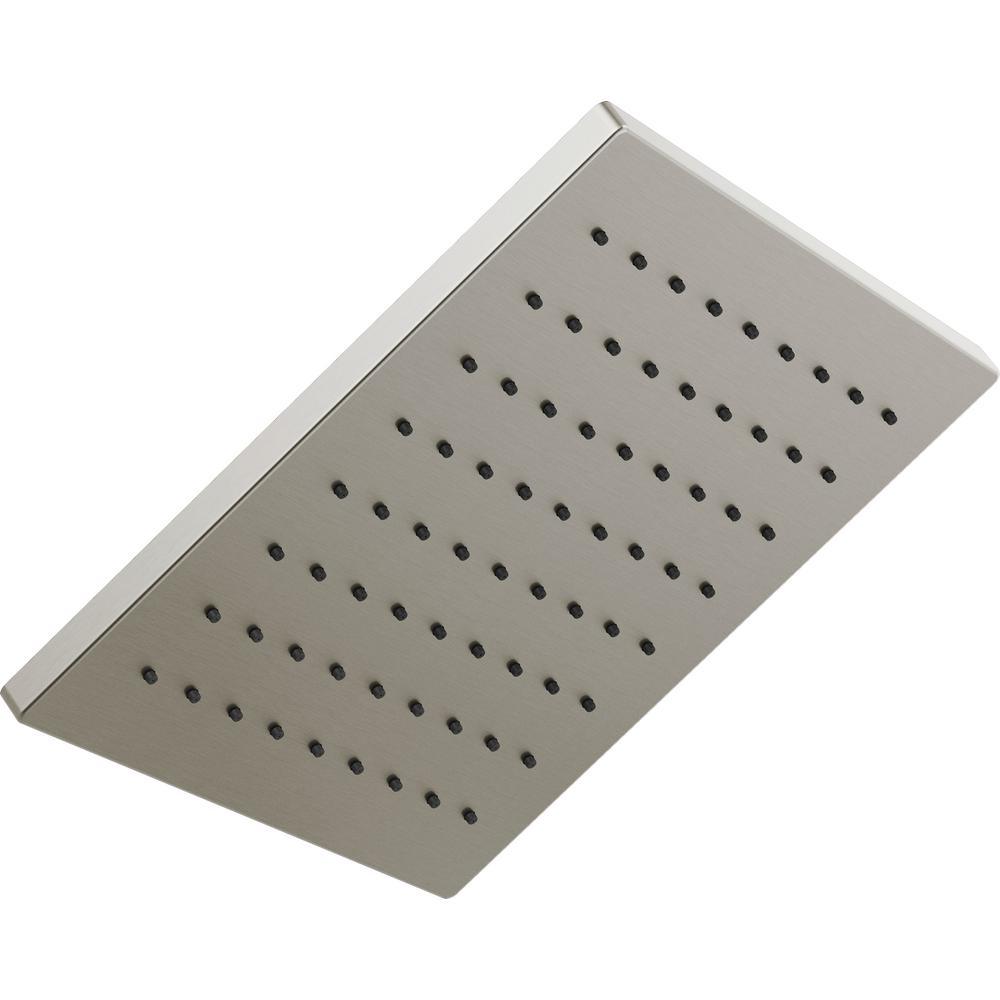 1-Spray 11.8 in. Single Wall Mount Square Fixed Rain Shower Head in Matte Black - Super Arbor
