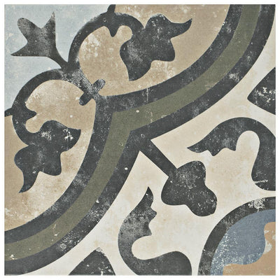 Merola Tile Arte Grey Encaustic 9-3/4 in. x 9-3/4 in. Porcelain Floor and Wall Tile (11.11 sq. ft. / case)