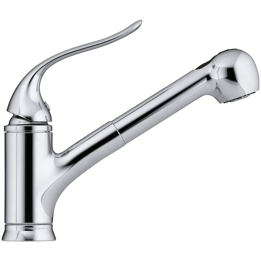 Coralais Single-Handle Pull-Out Sprayer Kitchen Faucet With MasterClean Sprayface In Polished Chrome - Super Arbor