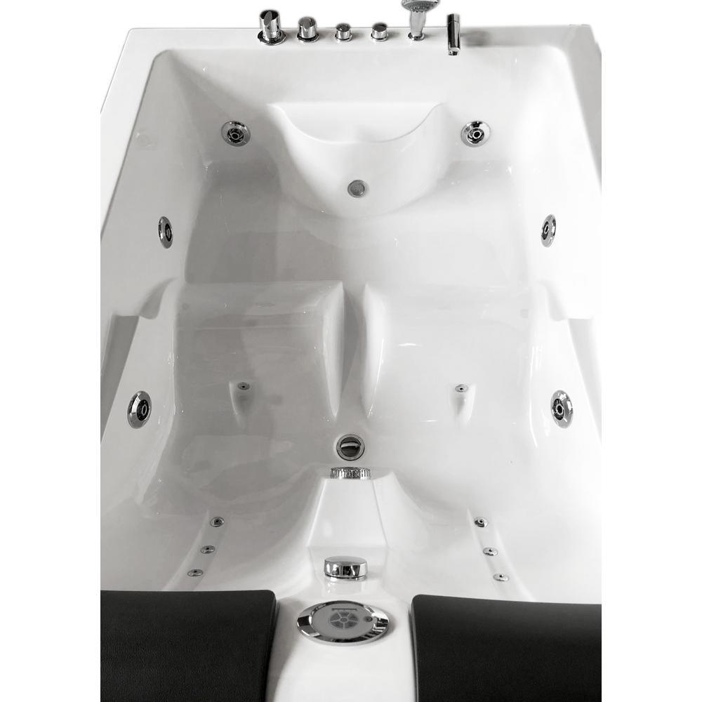 Lulu with heater 68 in. Acrylic Center Drain Corner Alcove Whirlpool Bathtub in White - Super Arbor