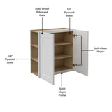 Denver White Painted Plywood Shaker Stock Ready to Assemble Corner Wall Kitchen Cabinet (24in.x 42in.x22.5in.)