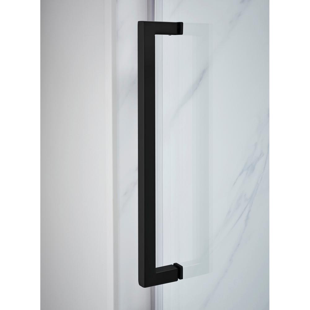 Lagoon Vertical Handle 48 in. L x 34 in. W x 80 in. H Center Drain Alcove Shower Kit in Slate and Matte Black - Super Arbor