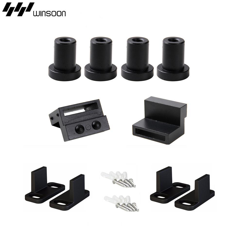 8 ft./96 in. Black Bypass Sliding Barn Hardware Track Kit for Double Wood Doors with Non-Routed Door Guide - Super Arbor