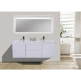 Bohemia 60 in. W Bath Vanity in High Gloss White with Reinforced Acrylic Vanity Top in White with White Basins - Super Arbor
