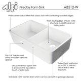 Decorative Lip Farmhouse Apron Fireclay 32 in. Double Basin Kitchen Sink in White