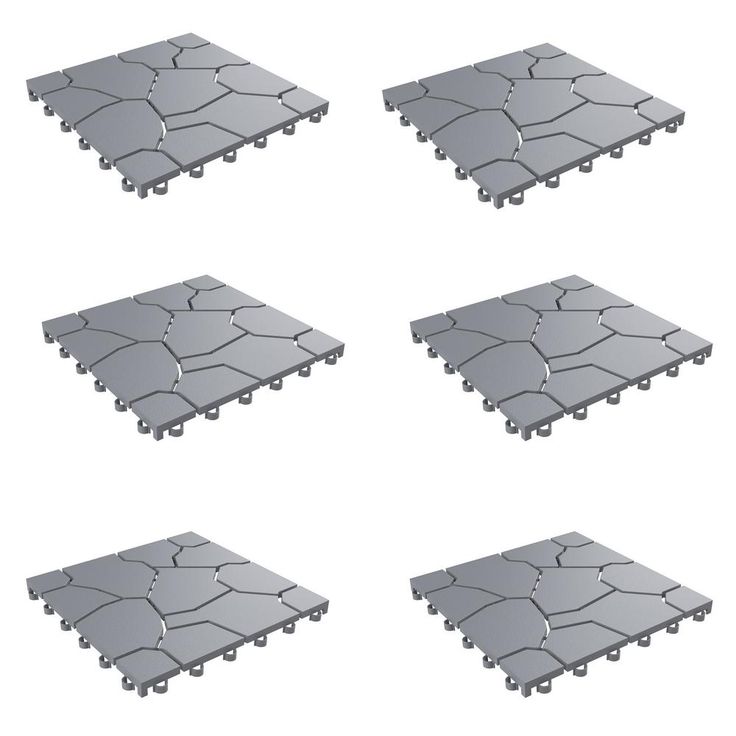 Pure Garden Outdoor Interlocking Stone Look Patio and Deck Tiles in Gray (Set of 12) 2.88 ft. x  3.83 L Polypropylene