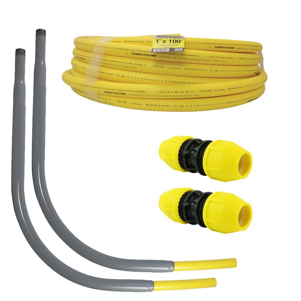 Underground 3/4 in. x 100 ft. IPS Polyethylene Gas Pipe New Install Kit, Two 3/4 in. Couplers, Two 3/4 in. Meter Risers - Super Arbor