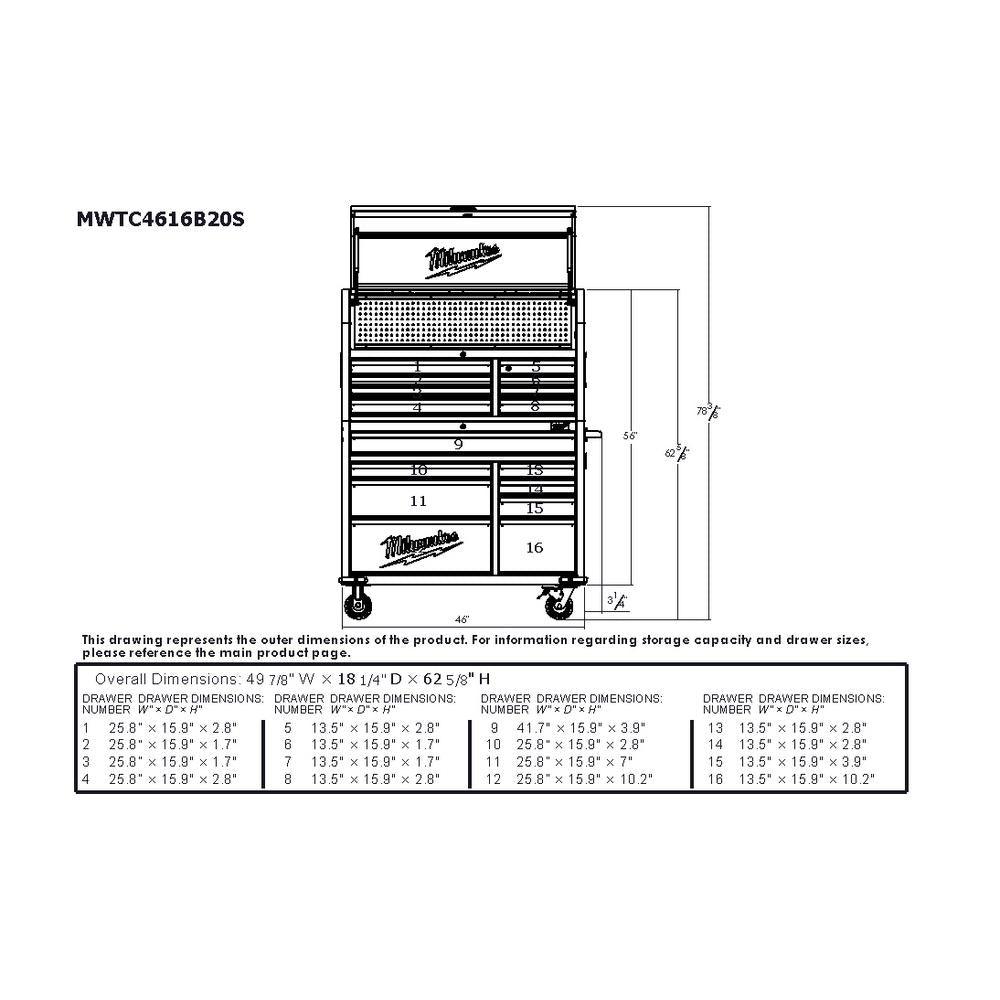 46 in. 16-Drawer Steel Tool Chest and Rolling Cabinet Set, Textured Red and Black Matte - Super Arbor