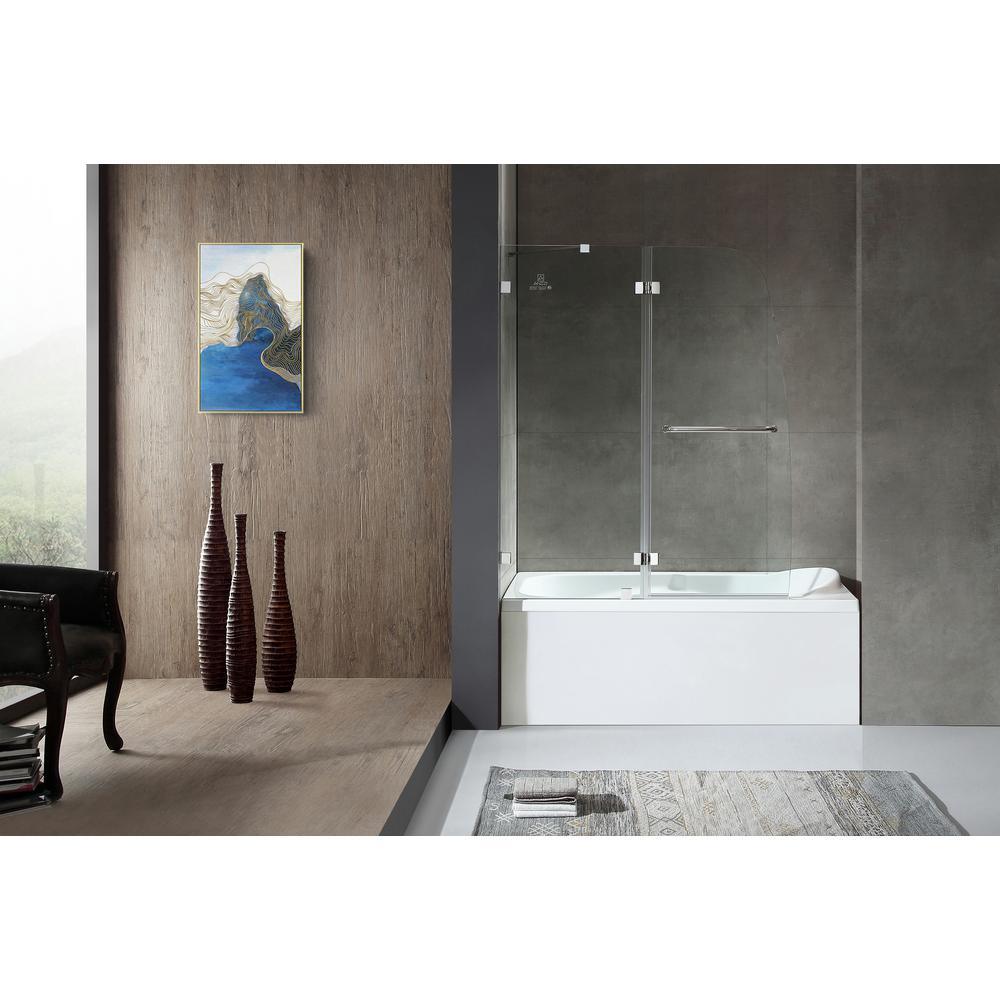 Pacific 48 in. x 58 in. Frameless Hinged Bathtub Door in Chrome - Super Arbor