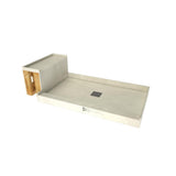Base'N Bench 42 in. x 72 in. Single Threshold Shower Base and Bench Kit with Left Drain and Polished Chrome Drain Plate - Super Arbor